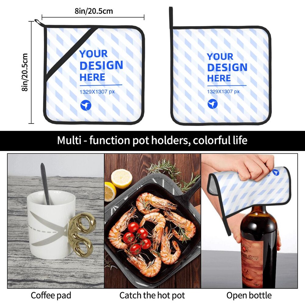 Two-Piece Set Of Square Insulated Pot Holders