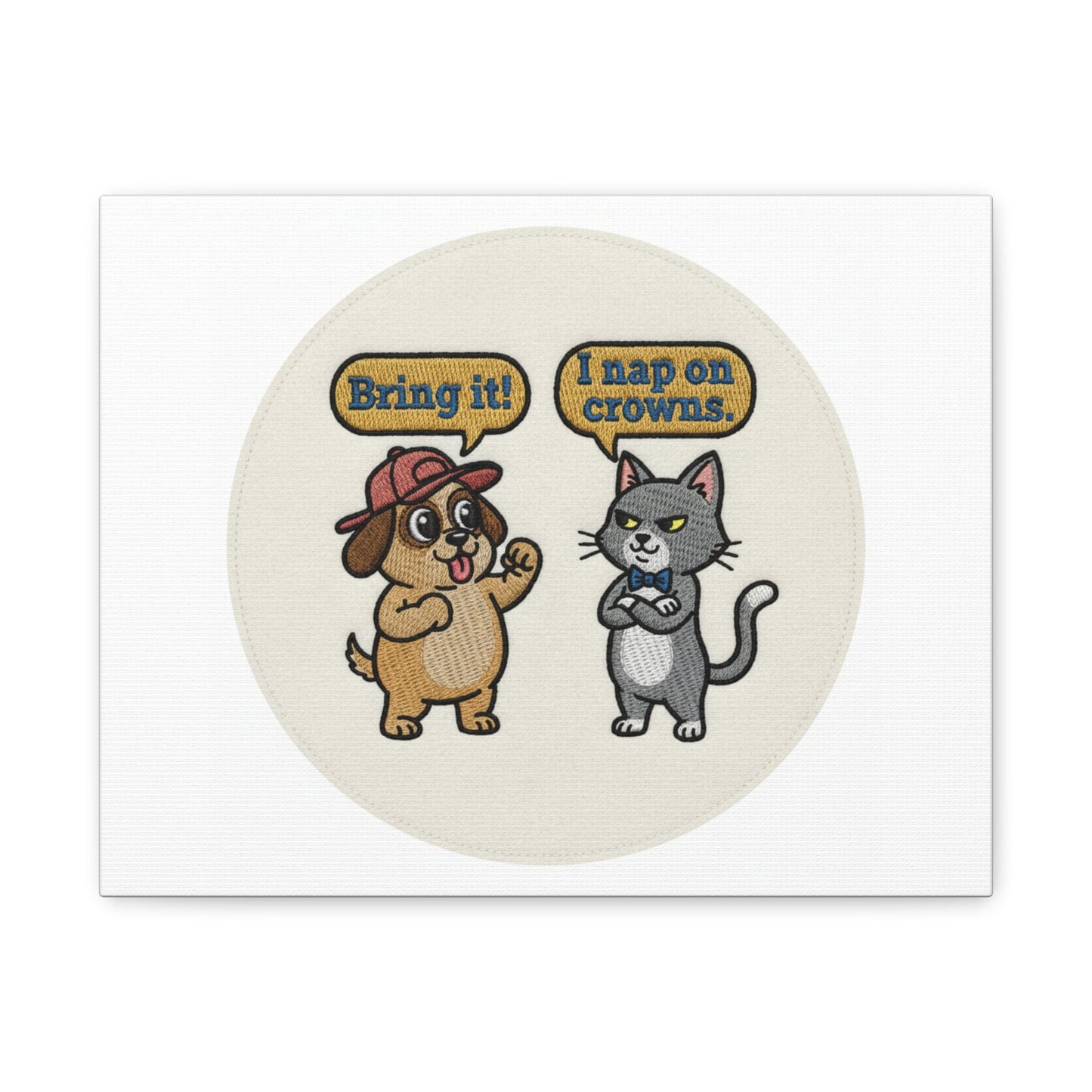 Funny Cat vs Dog Canvas | Pet Rivalry Wall Art