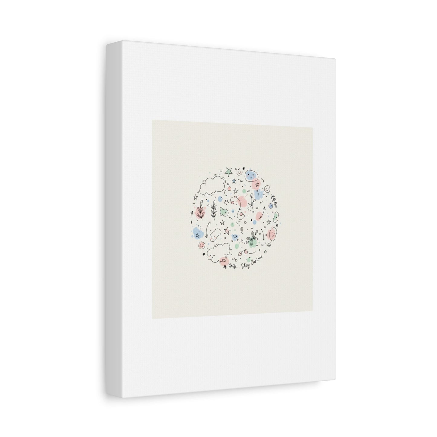 Doodle Circle Line Drawing Matte Canvas, Hand-Drawn Sketch Art