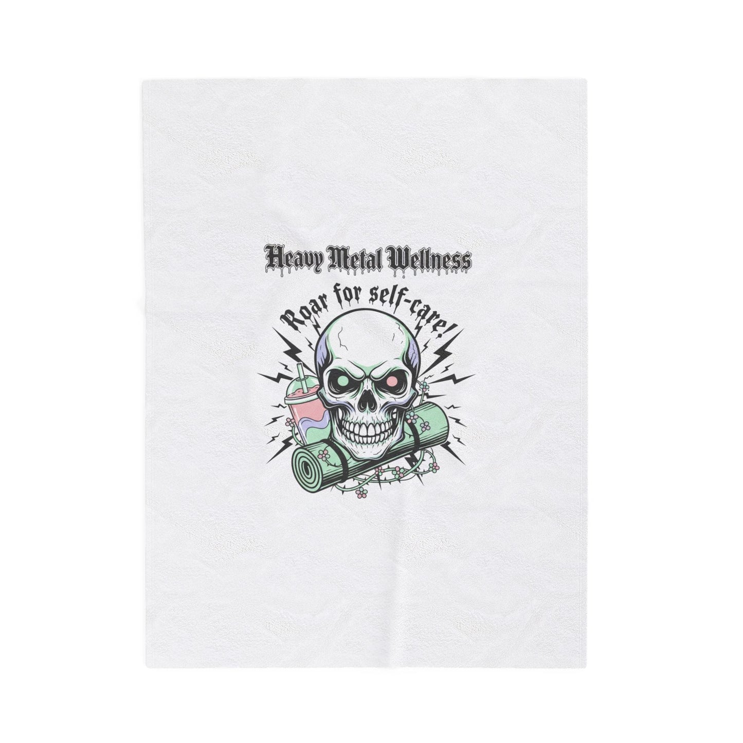 Heavy Metal Wellness Skull Self-Care Blanket | gothic wellness quote