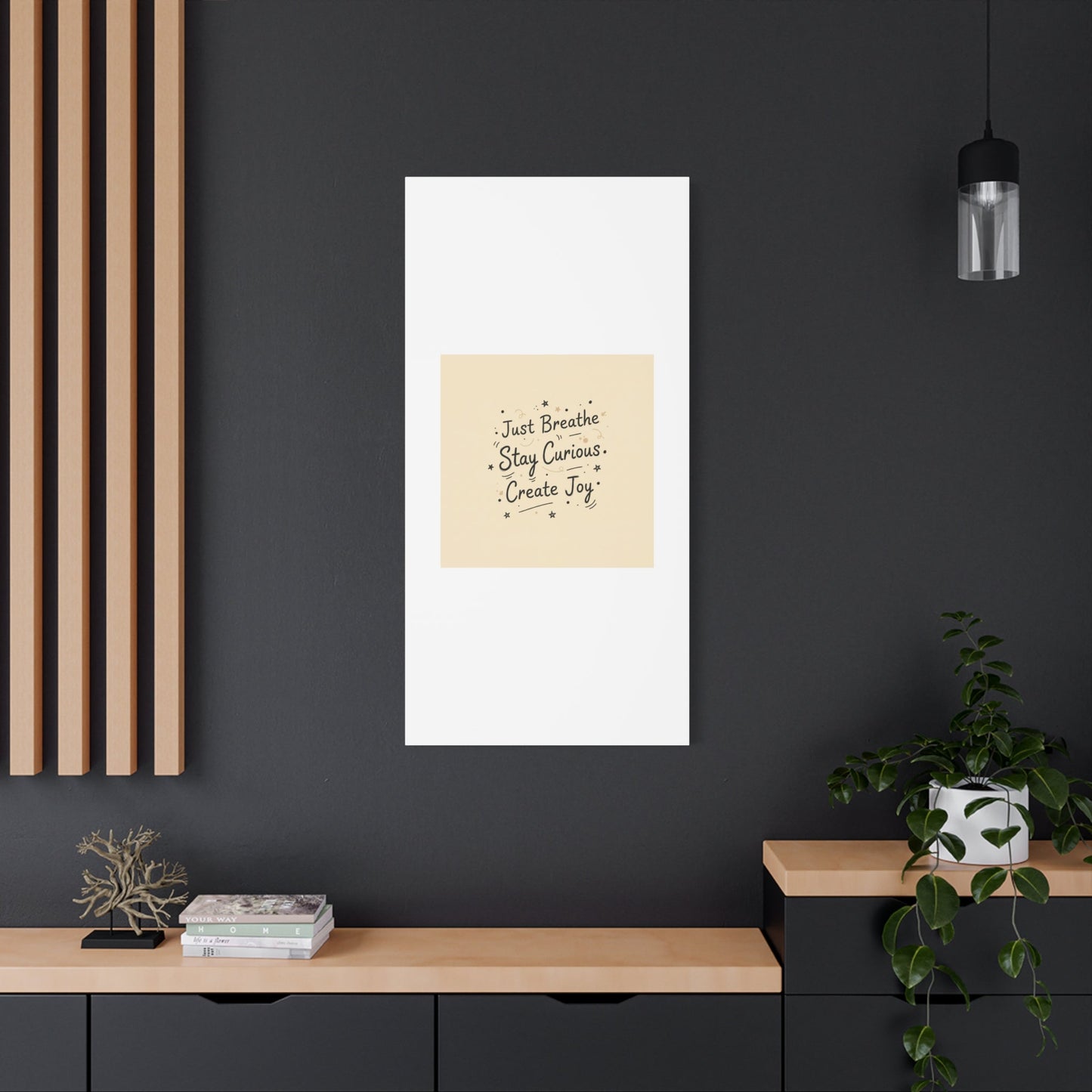 Just Breathe Stay Curious Create Joy Canvas | Messy Handwritten Typography, Doodle Text Art