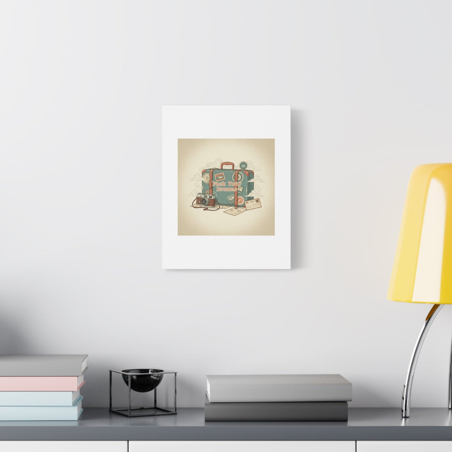 Pack Your Dreams Canvas | Retro Travel Postcard, Wanderlust Passport Stamp Art