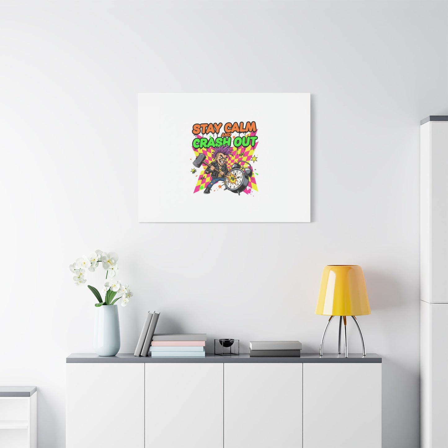Stay Calm and Crash Out Canvas | neon skate graffiti, meltdown art