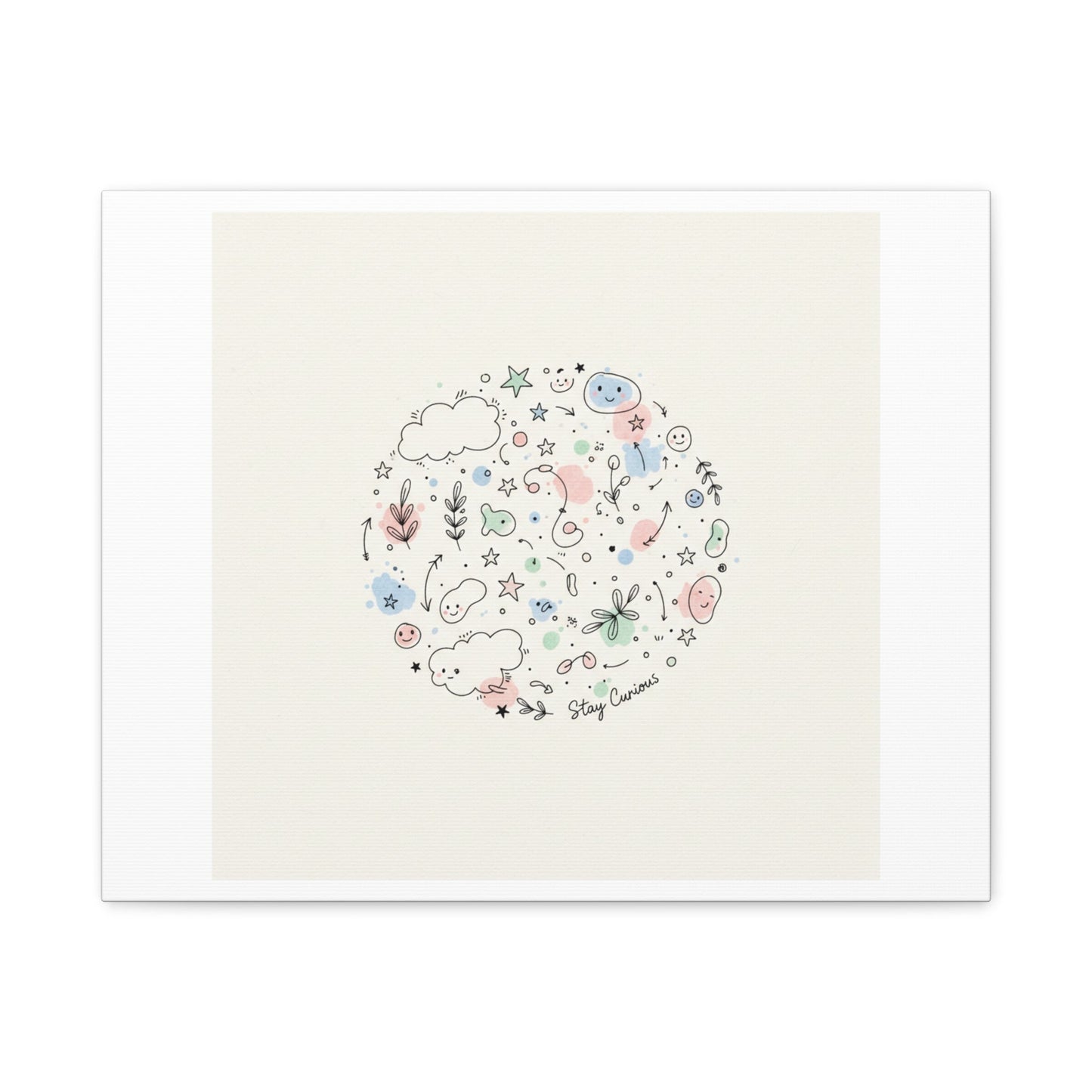 Doodle Circle Line Drawing Matte Canvas, Hand-Drawn Sketch Art