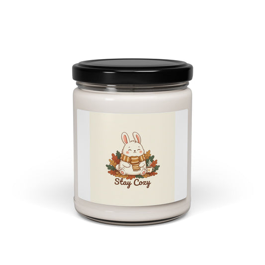 Cozy Bunny Illustration Candle, cute animal illustration | winter forest art
