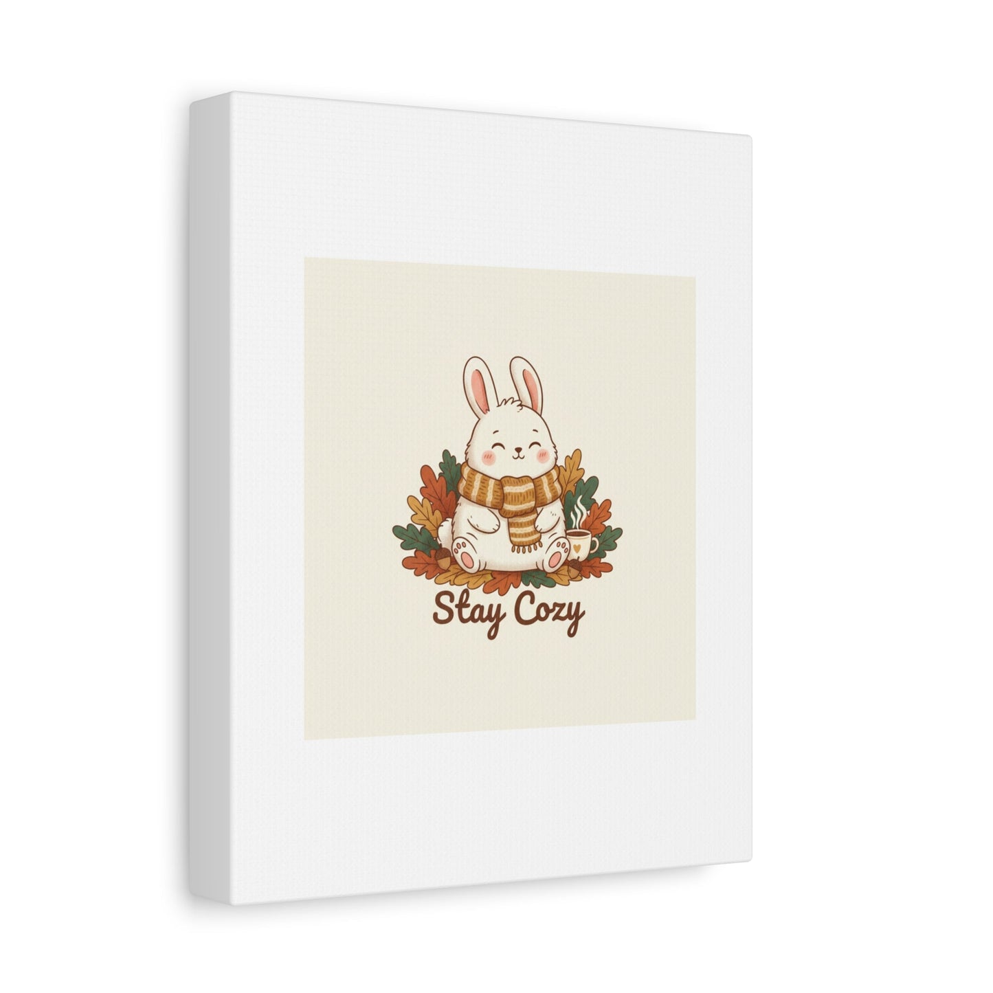 Cozy Bunny Illustration Canvas | Cute Critter Winter Forest Art