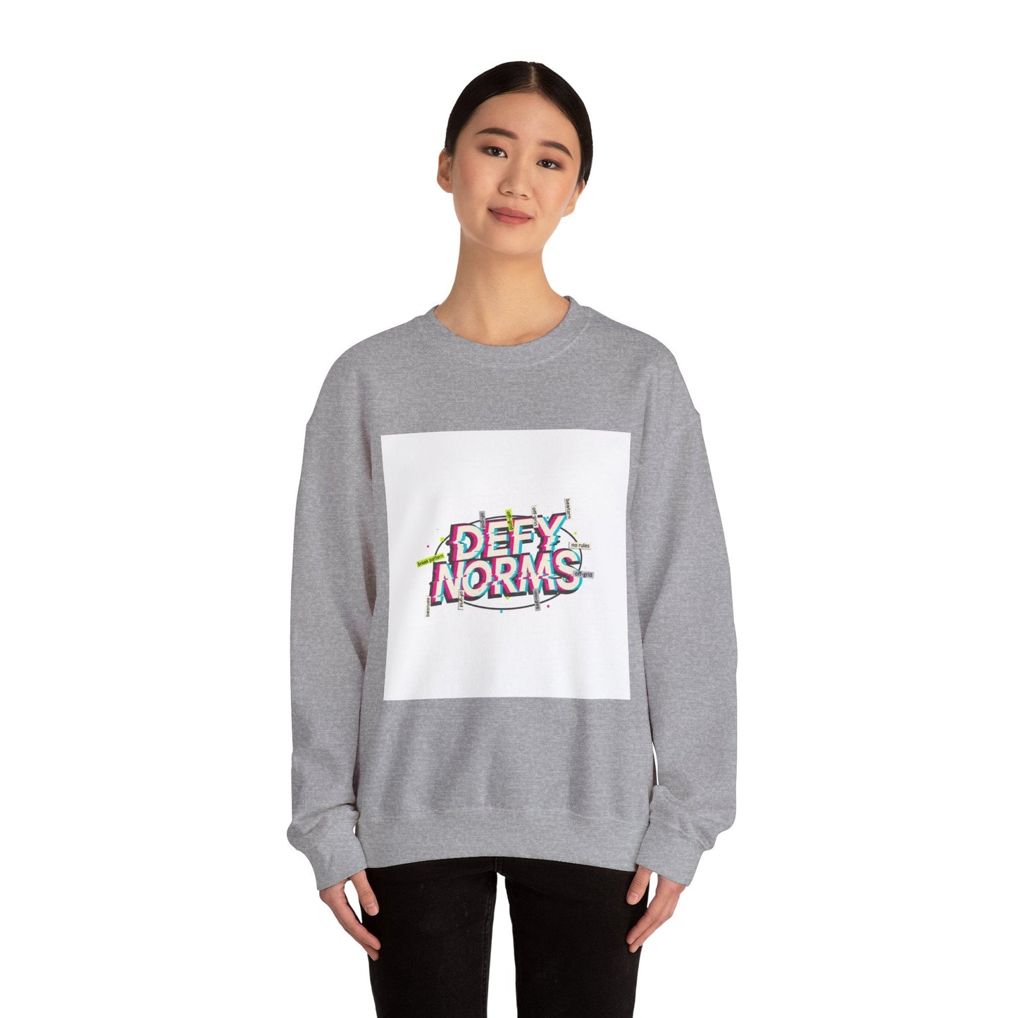 Defy Norms Crewneck Sweatshirt | anti-aesthetic, glitch font