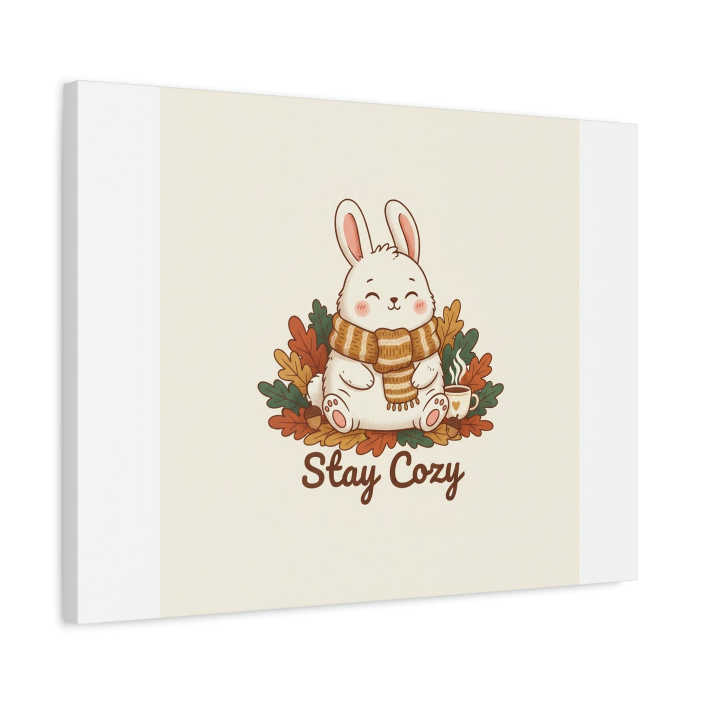 Cozy Bunny Illustration Canvas | Cute Critter Winter Forest Art