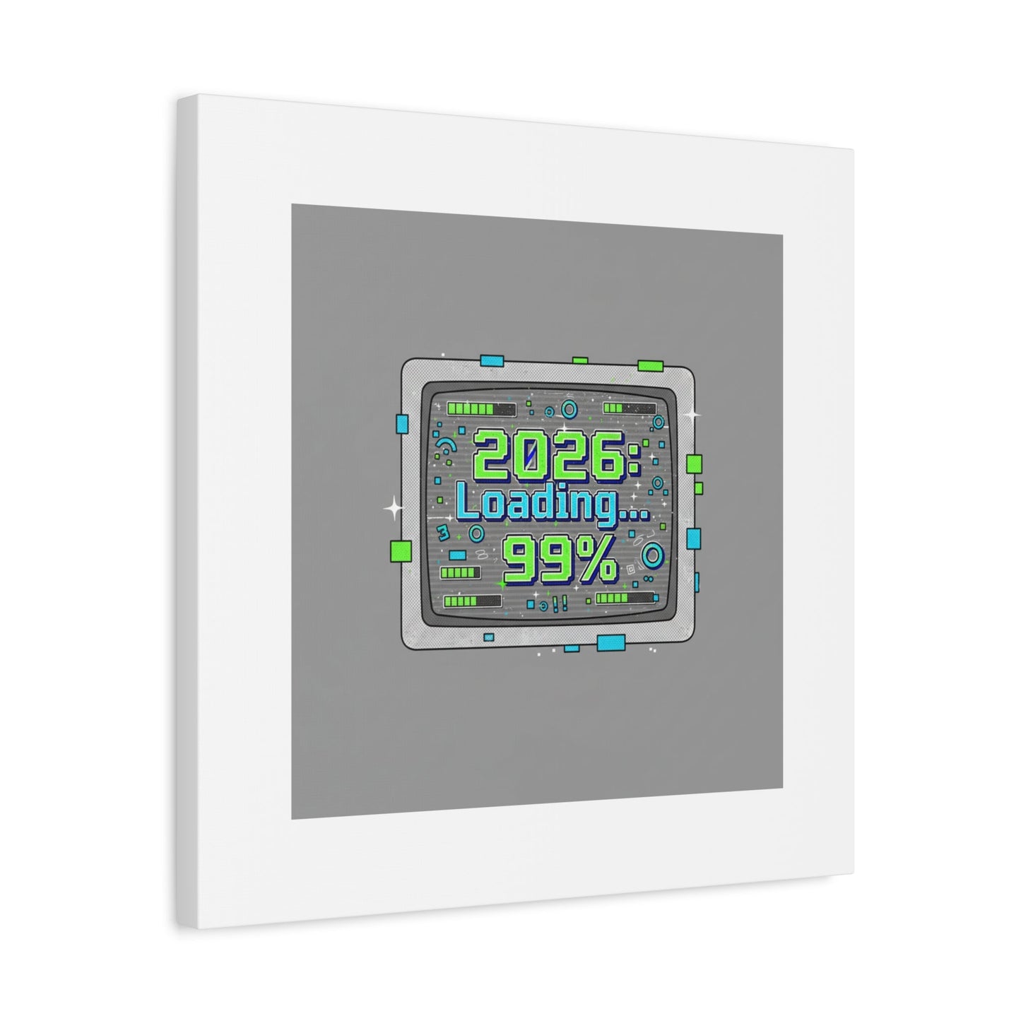 2026 Loading 99% Canvas | NYE countdown, retro system interface