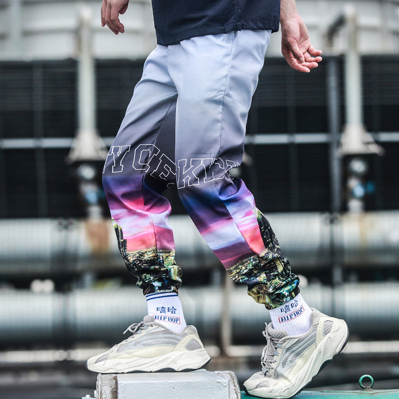 Fleece gradient sports pants