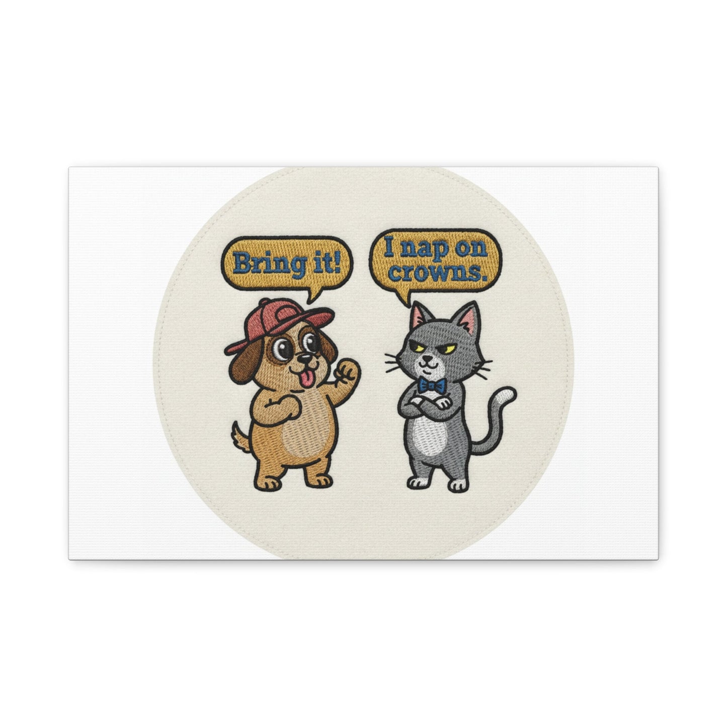 Funny Cat vs Dog Canvas | Pet Rivalry Wall Art