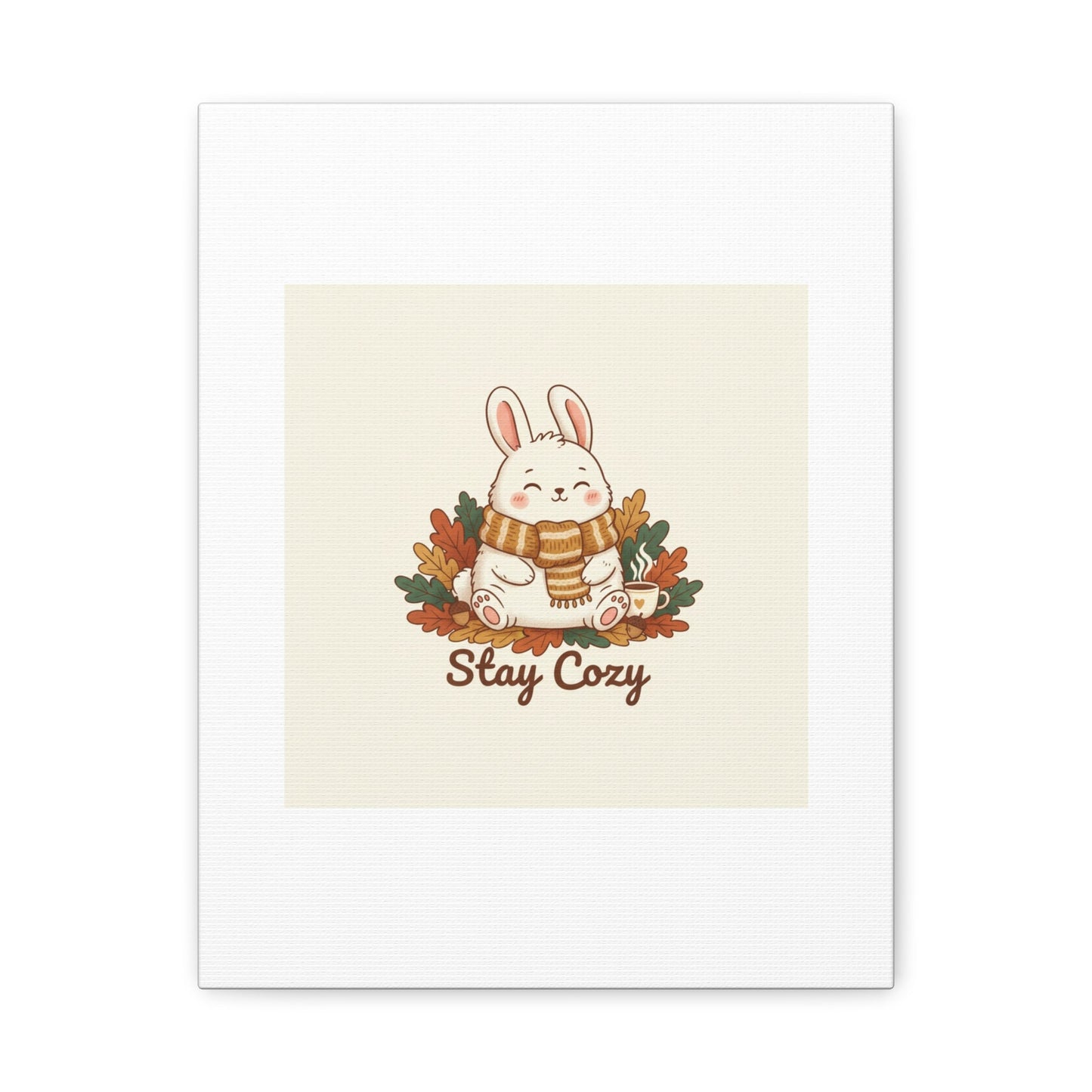 Cozy Bunny Illustration Canvas | Cute Critter Winter Forest Art