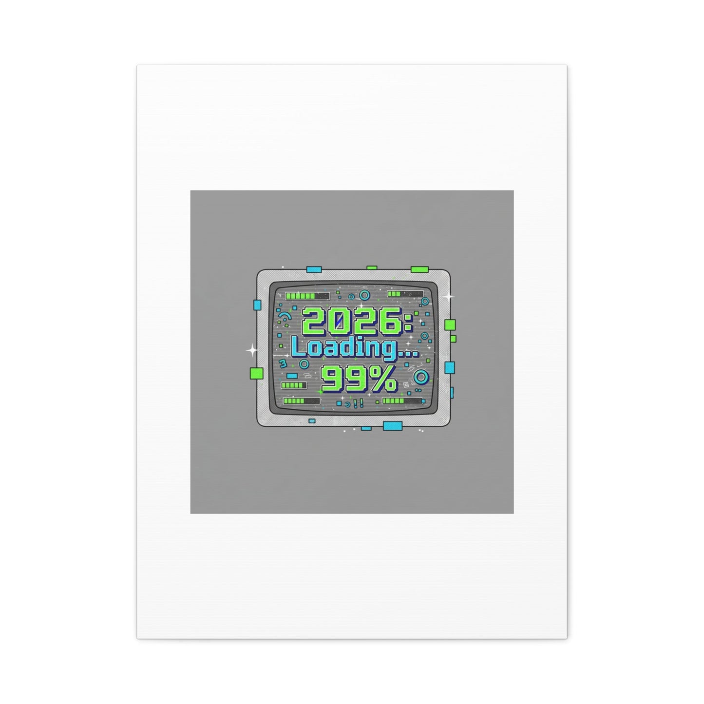 2026 Loading 99% Canvas | NYE countdown, retro system interface