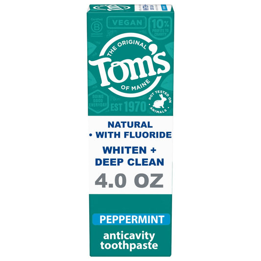 Tom's of Maine Whiten+Deep Clean Whitening Toothpaste With Fluoride Peppermint 4 Oz
