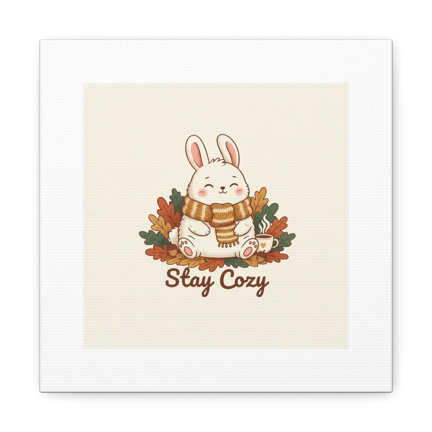 Cozy Bunny Illustration Canvas | Cute Critter Winter Forest Art