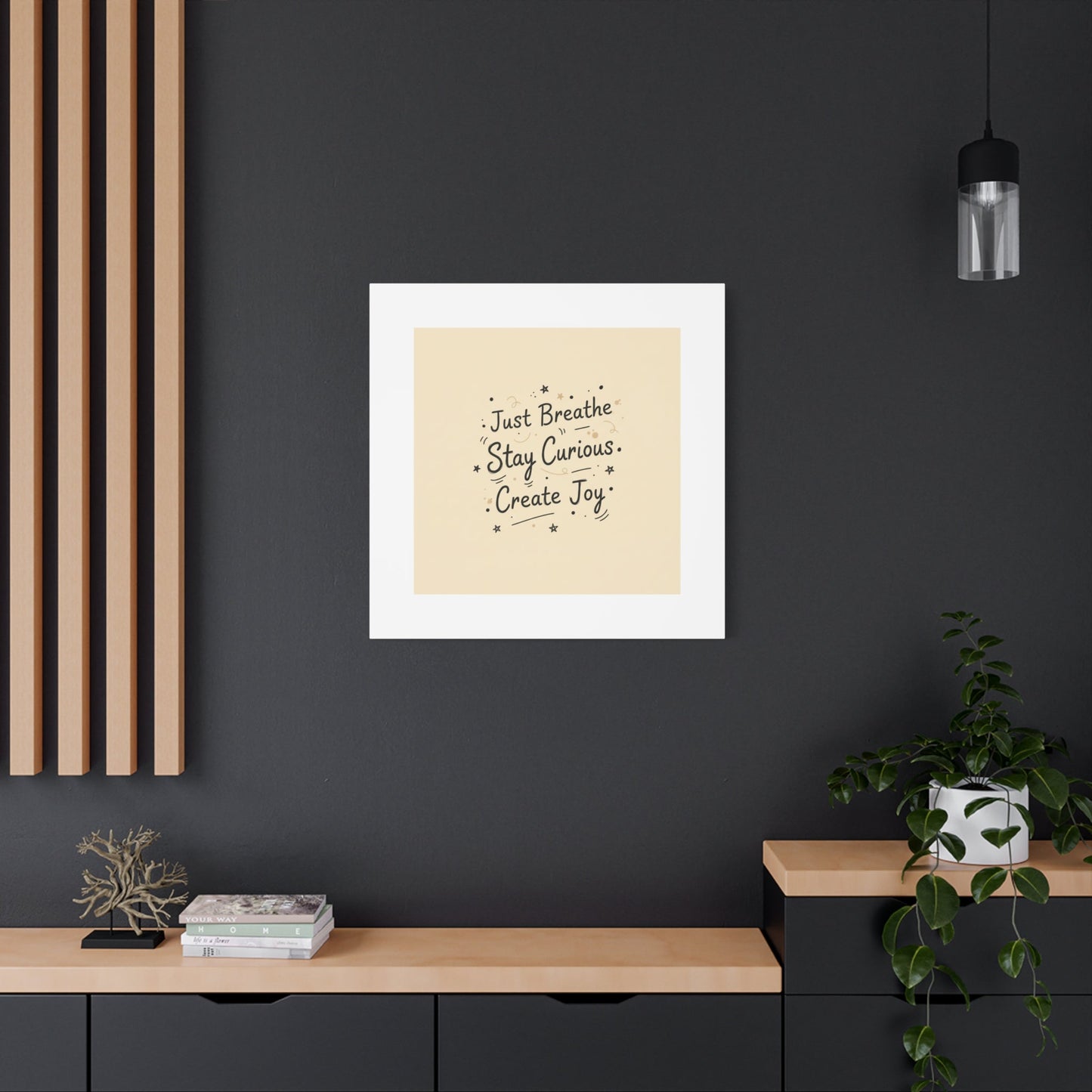 Just Breathe Stay Curious Create Joy Canvas | Messy Handwritten Typography, Doodle Text Art