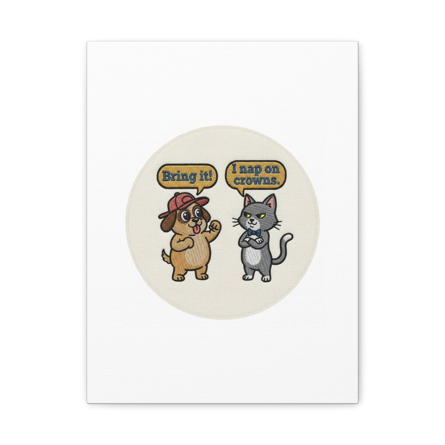 Funny Cat vs Dog Canvas | Pet Rivalry Wall Art