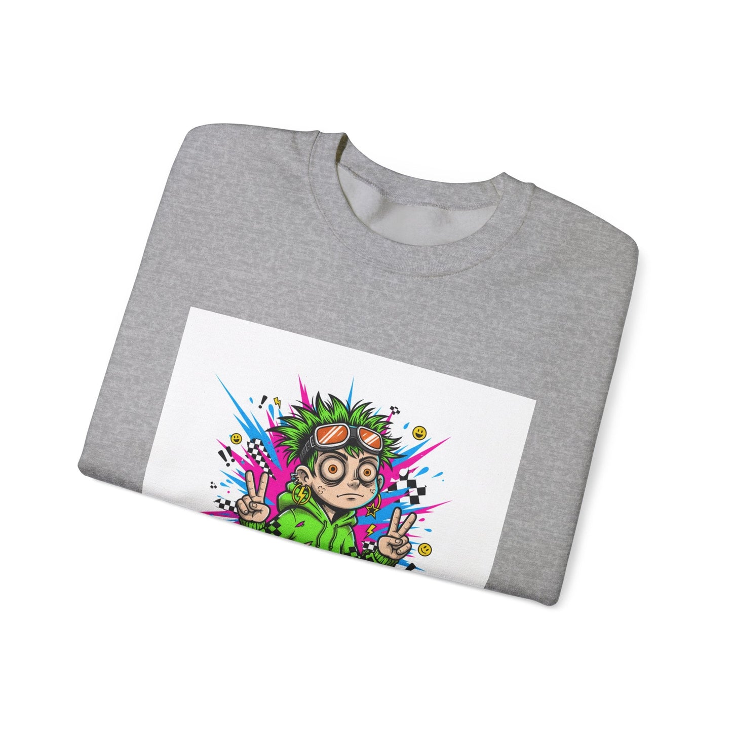 Crash Out With a Smile Sweatshirt | neon graffiti, meltdown streetwear