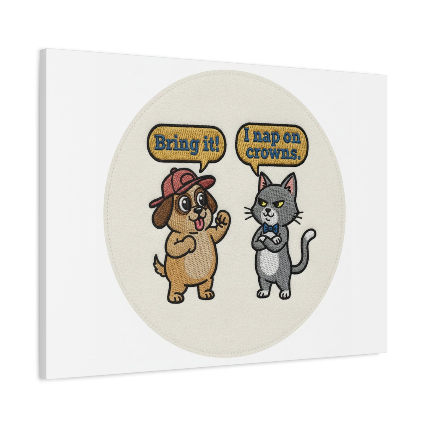 Funny Cat vs Dog Canvas | Pet Rivalry Wall Art