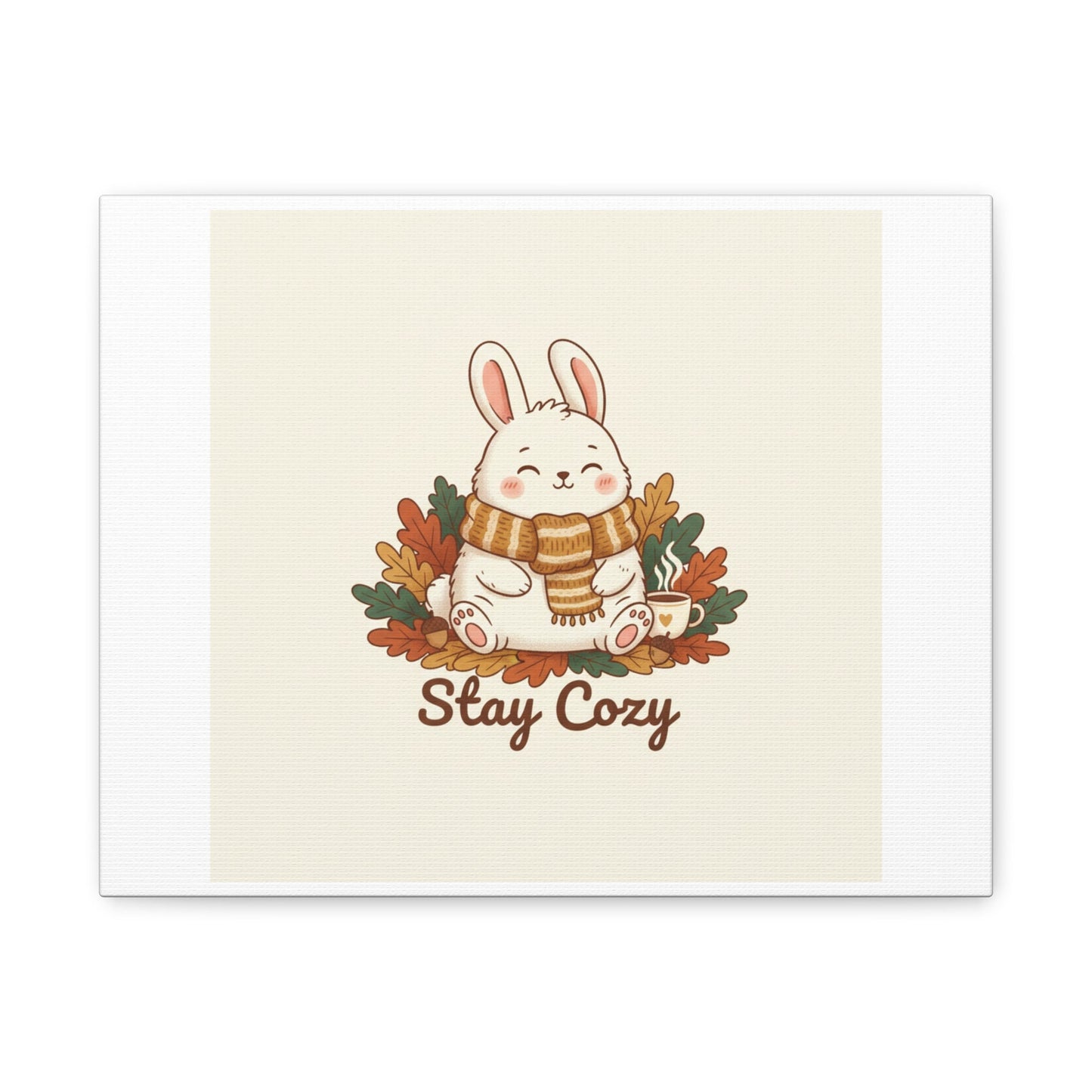 Cozy Bunny Illustration Canvas | Cute Critter Winter Forest Art