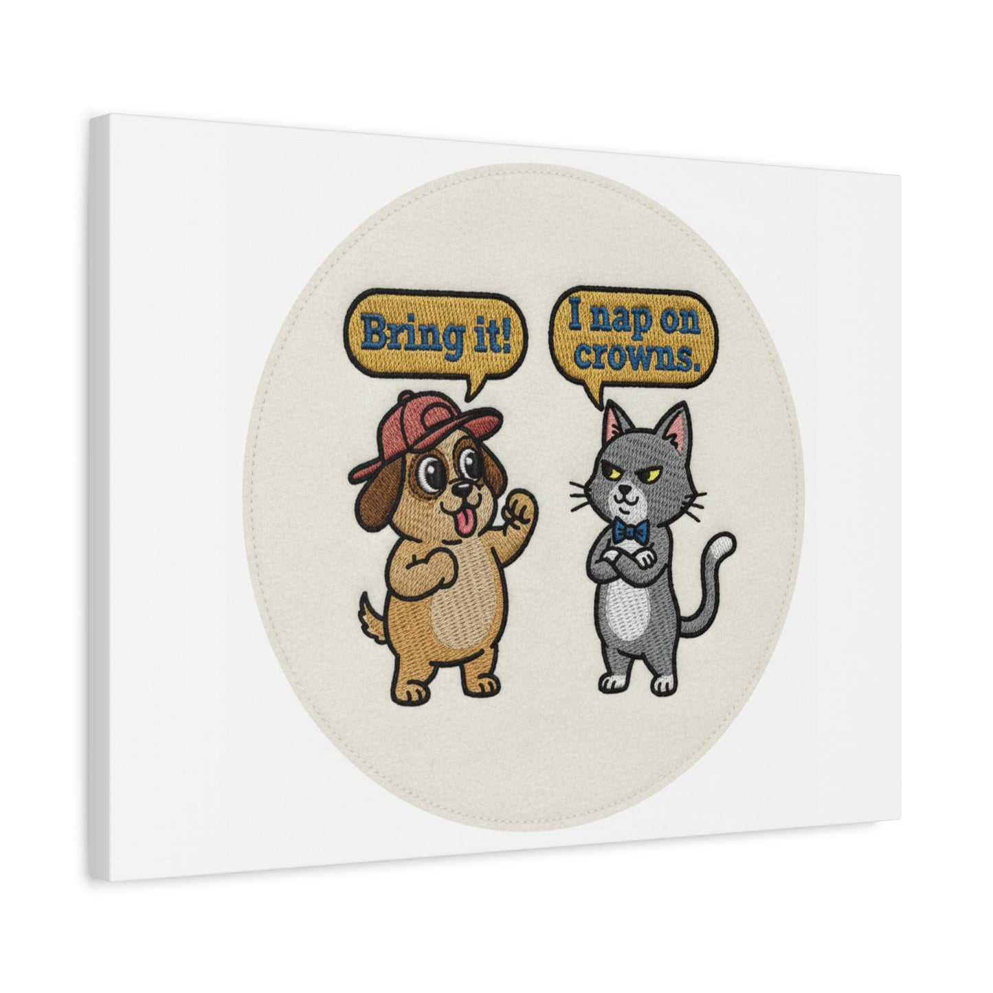 Funny Cat vs Dog Canvas | Pet Rivalry Wall Art