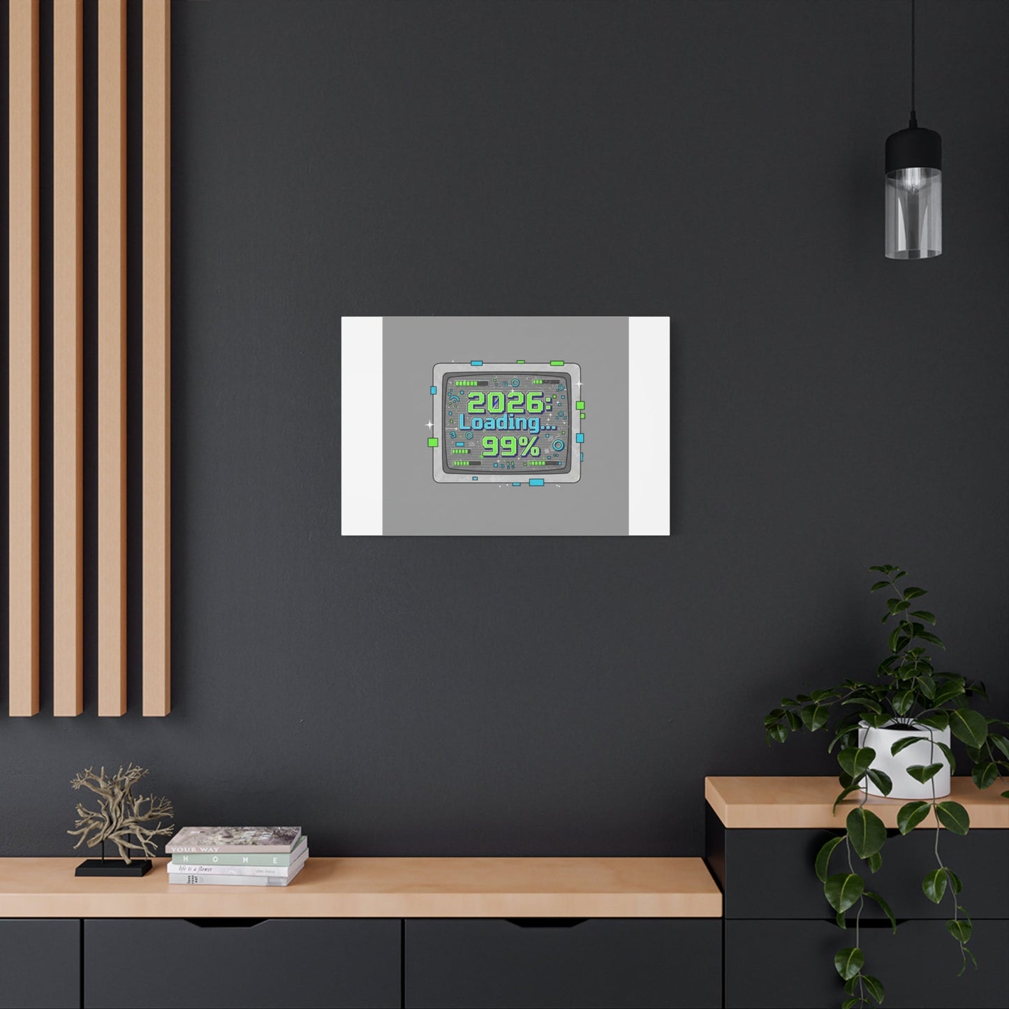 2026 Loading 99% Canvas | NYE countdown, retro system interface