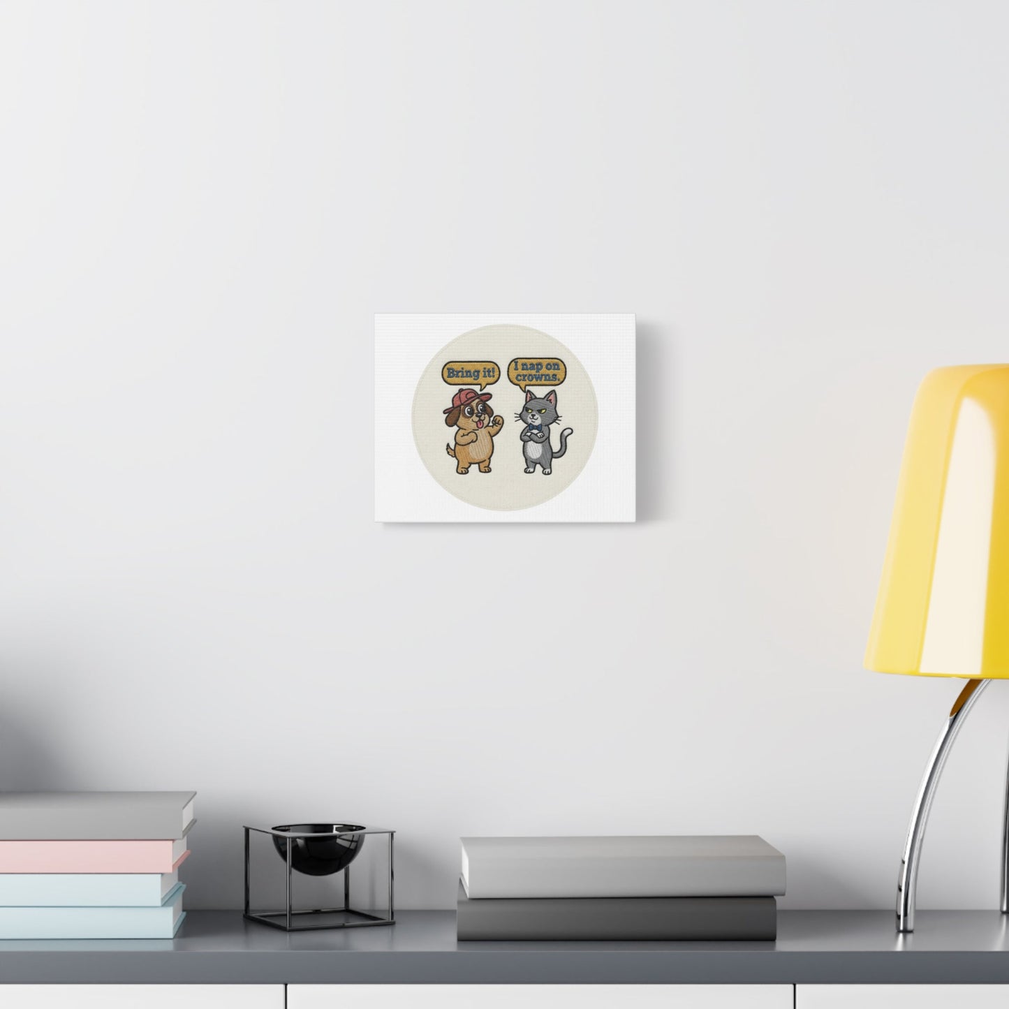 Funny Cat vs Dog Canvas | Pet Rivalry Wall Art