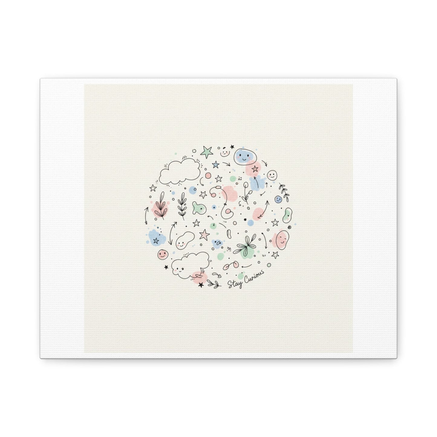 Doodle Circle Line Drawing Matte Canvas, Hand-Drawn Sketch Art