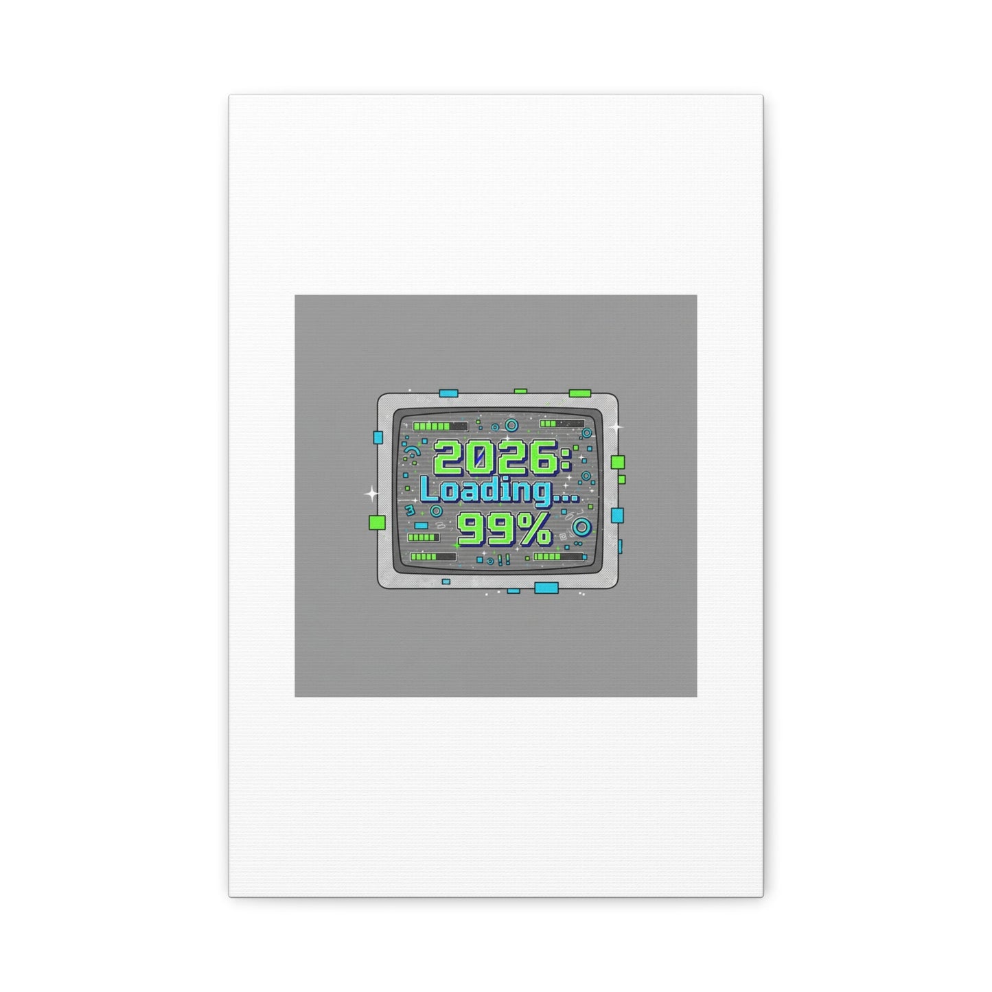 2026 Loading 99% Canvas | NYE countdown, retro system interface
