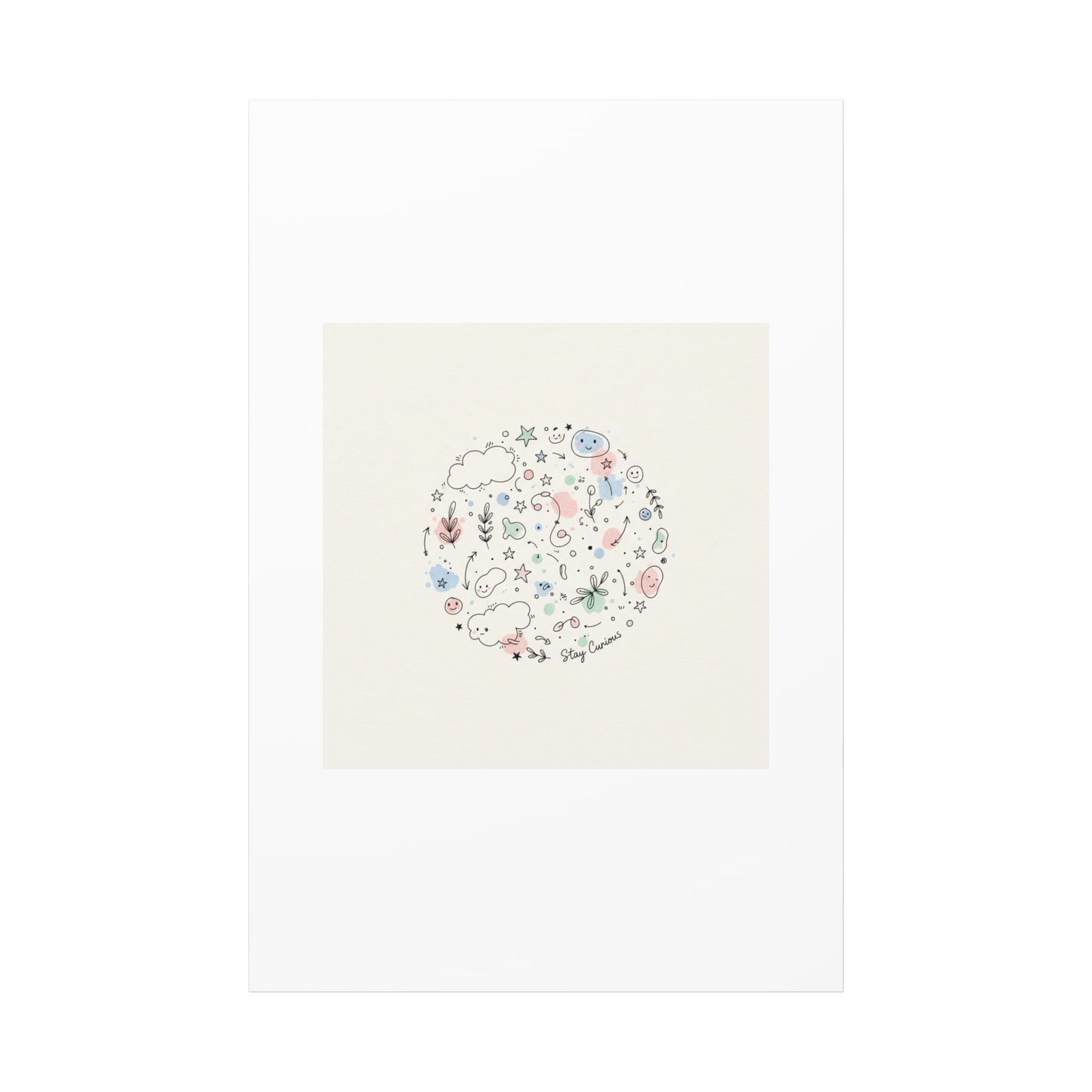 Doodle Circle Line Drawing Matte Canvas, Hand-Drawn Sketch Art