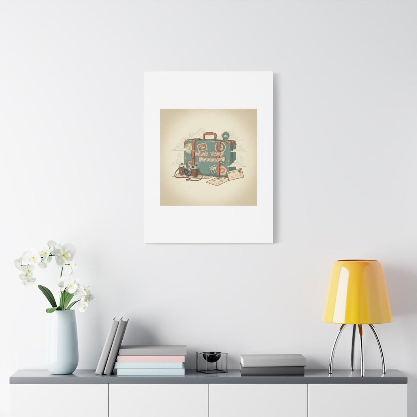 Pack Your Dreams Canvas | Retro Travel Postcard, Wanderlust Passport Stamp Art