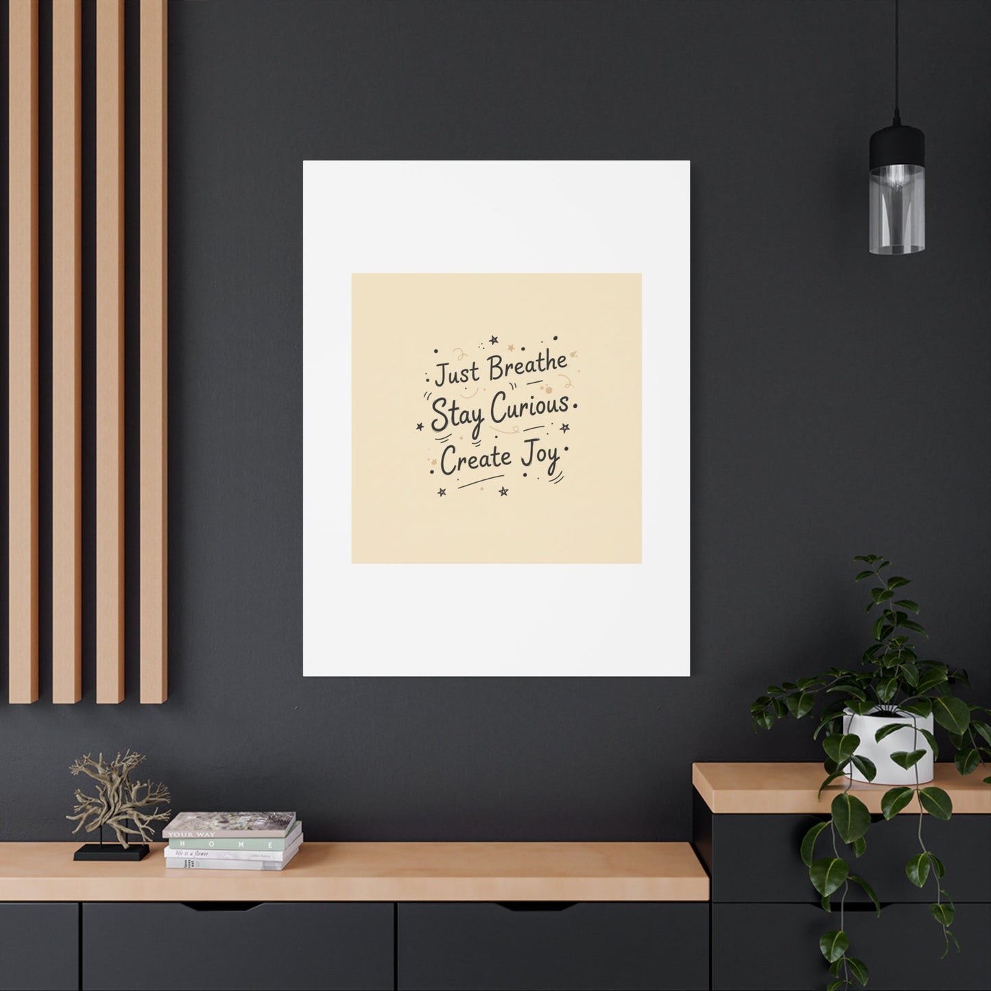 Just Breathe Stay Curious Create Joy Canvas | Messy Handwritten Typography, Doodle Text Art