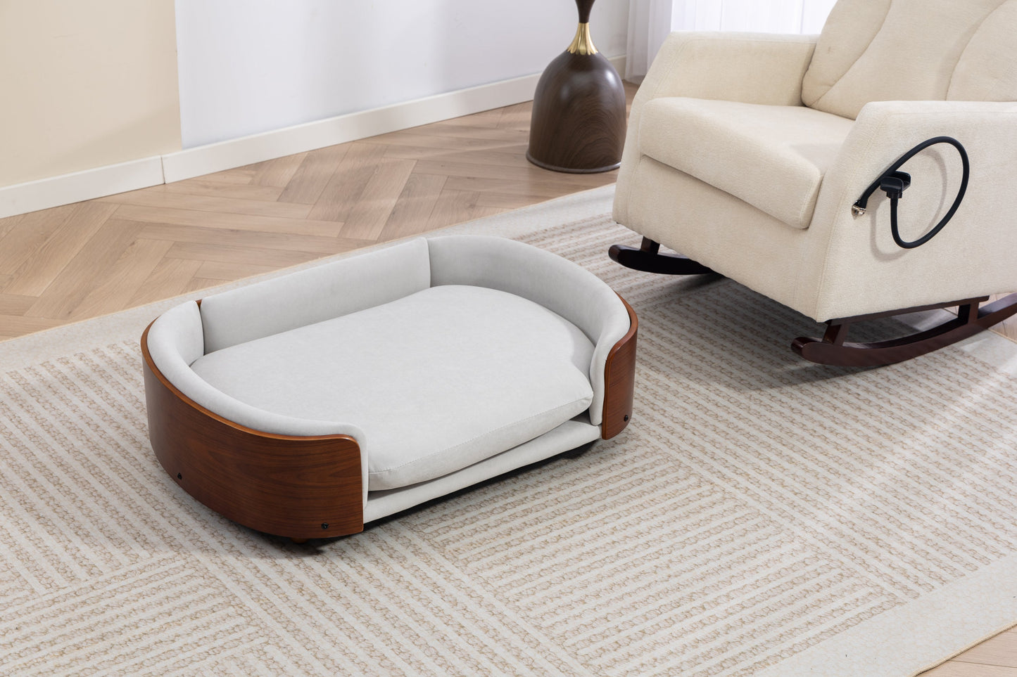 Scandinavian Style Elevated Dog Bed Pet Sofa with Solid Wood Legs and