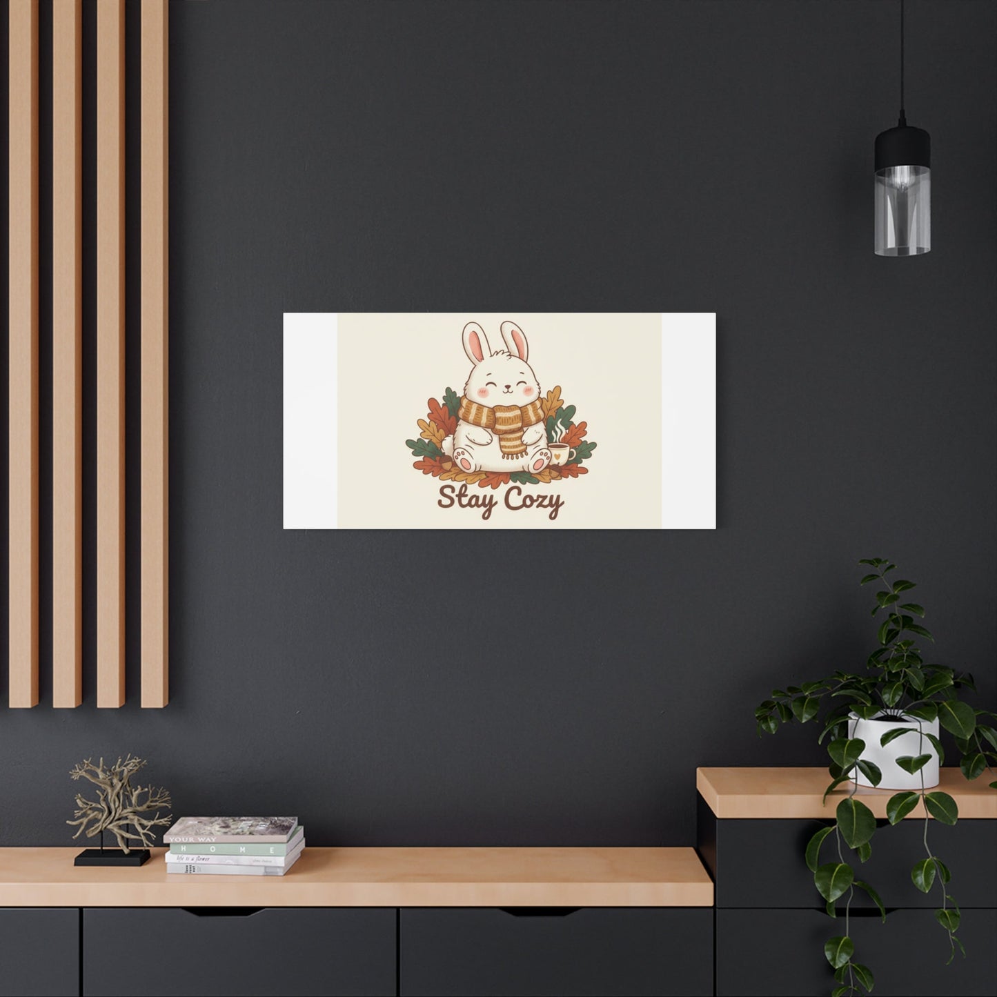 Cozy Bunny Illustration Canvas | Cute Critter Winter Forest Art