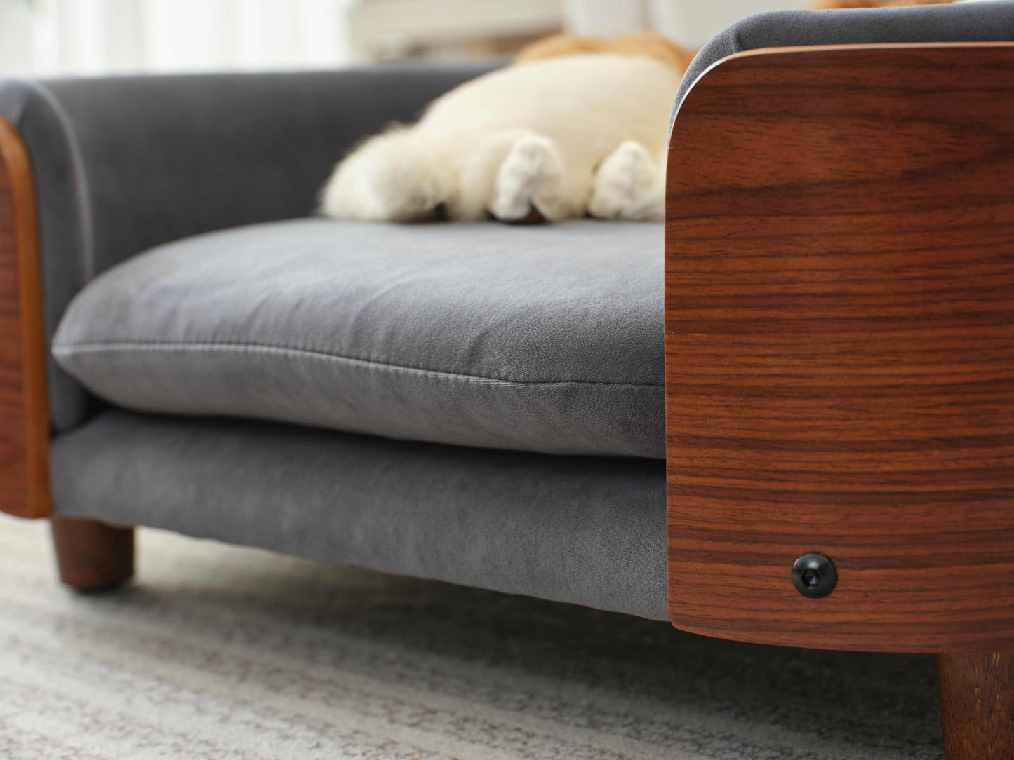 Scandinavian Style Elevated Dog Bed Pet Sofa with Solid Wood Legs and