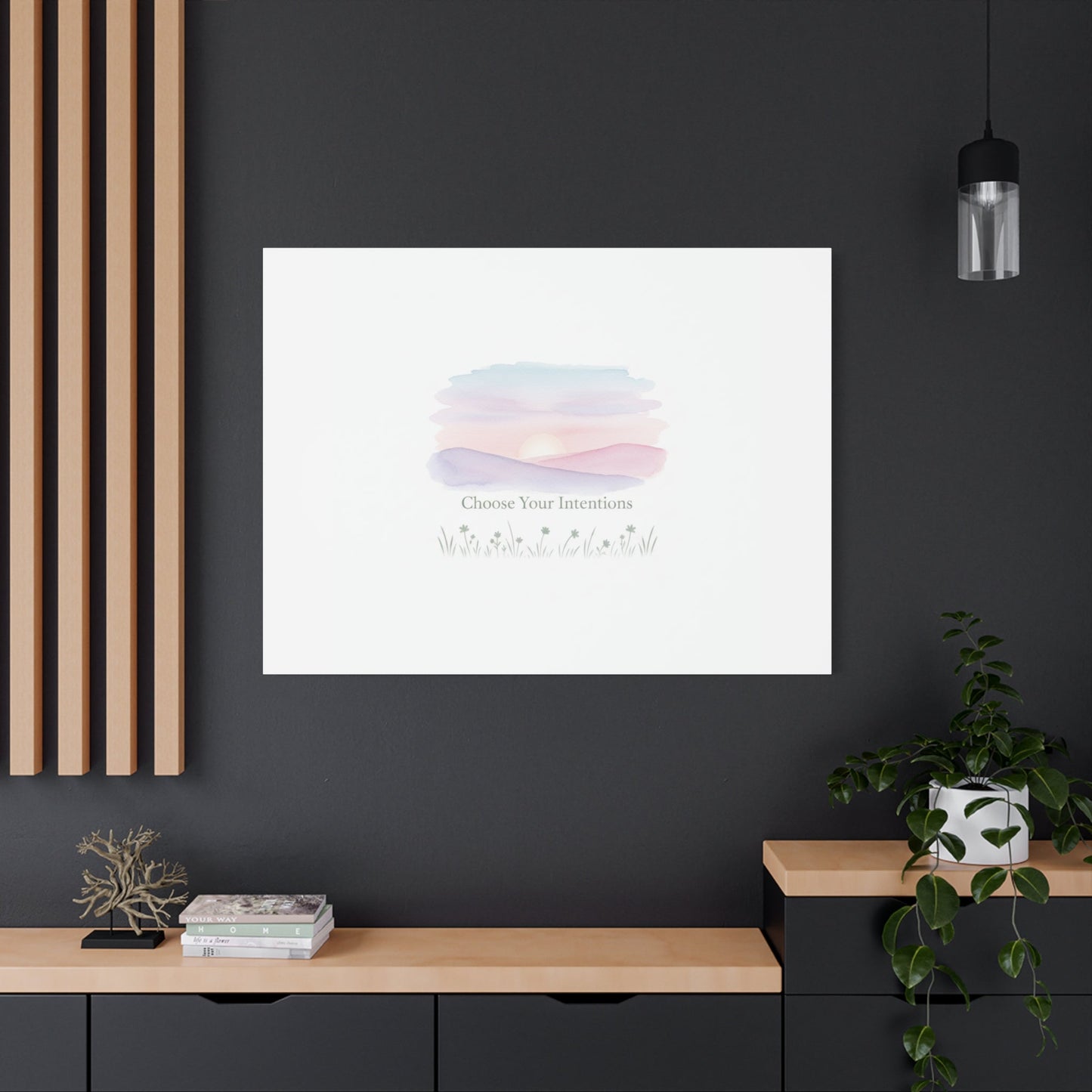 Choose Your Intentions Canvas, soft wellness poster, pastel gradient mindfulness art