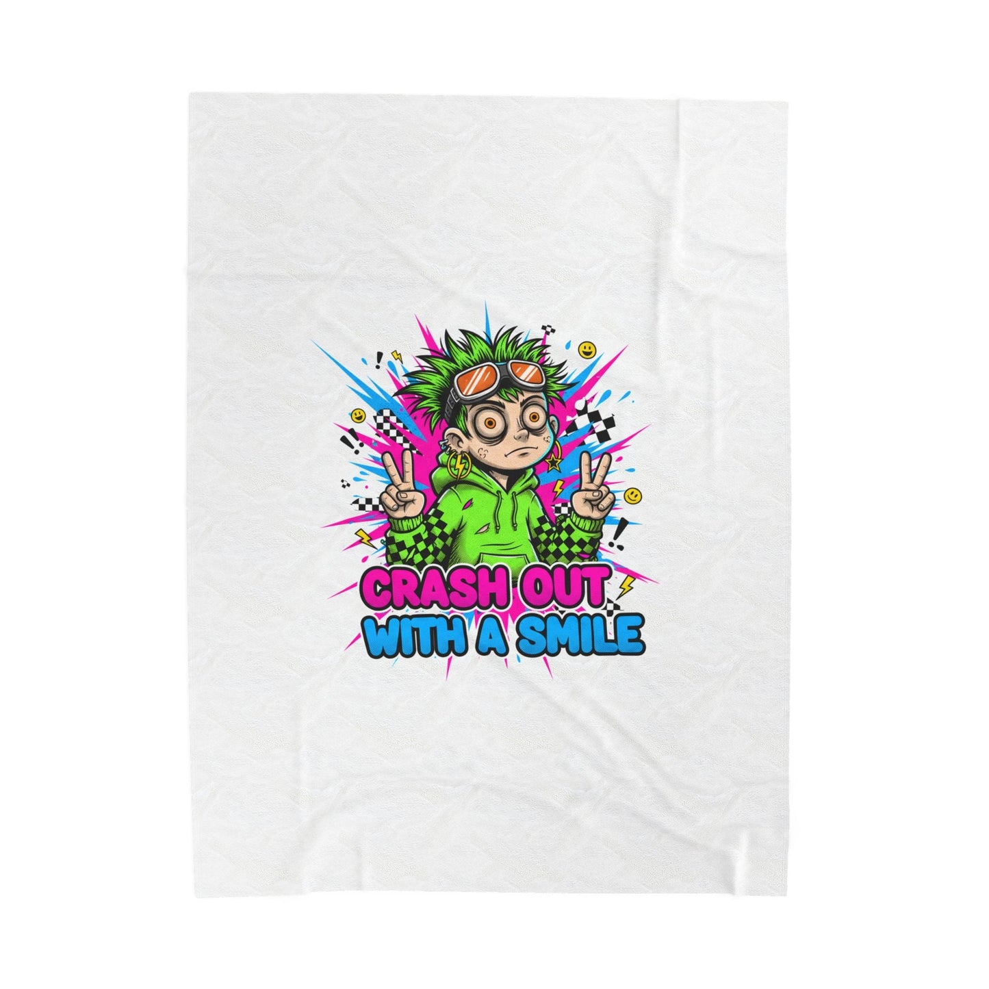 Crash Out With a Smile Velveteen Blanket | Crash Out, Neon Graffiti