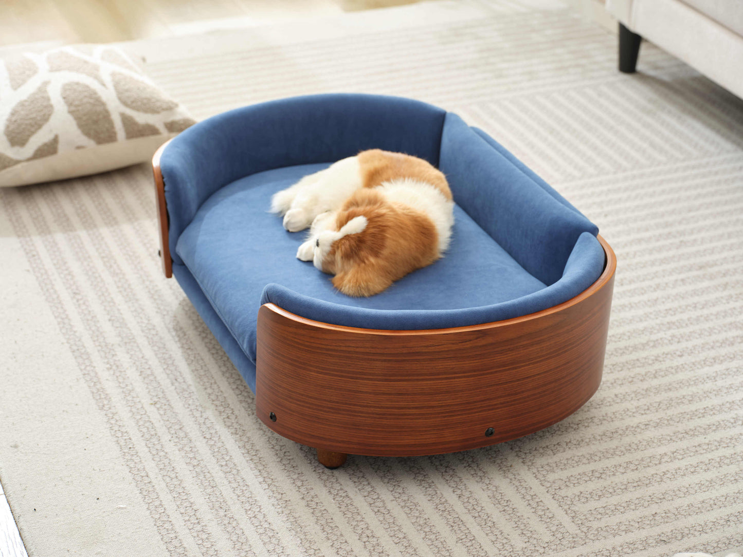 Scandinavian Style Elevated Dog Bed Pet Sofa with Solid Wood Legs and