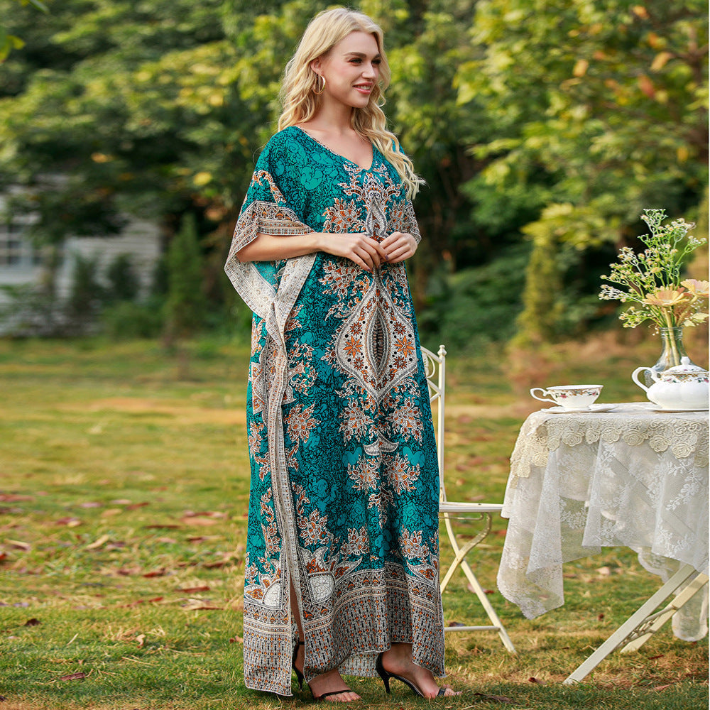 Women's Middle East Plus Size Loose Robe Seaside Resort Dress