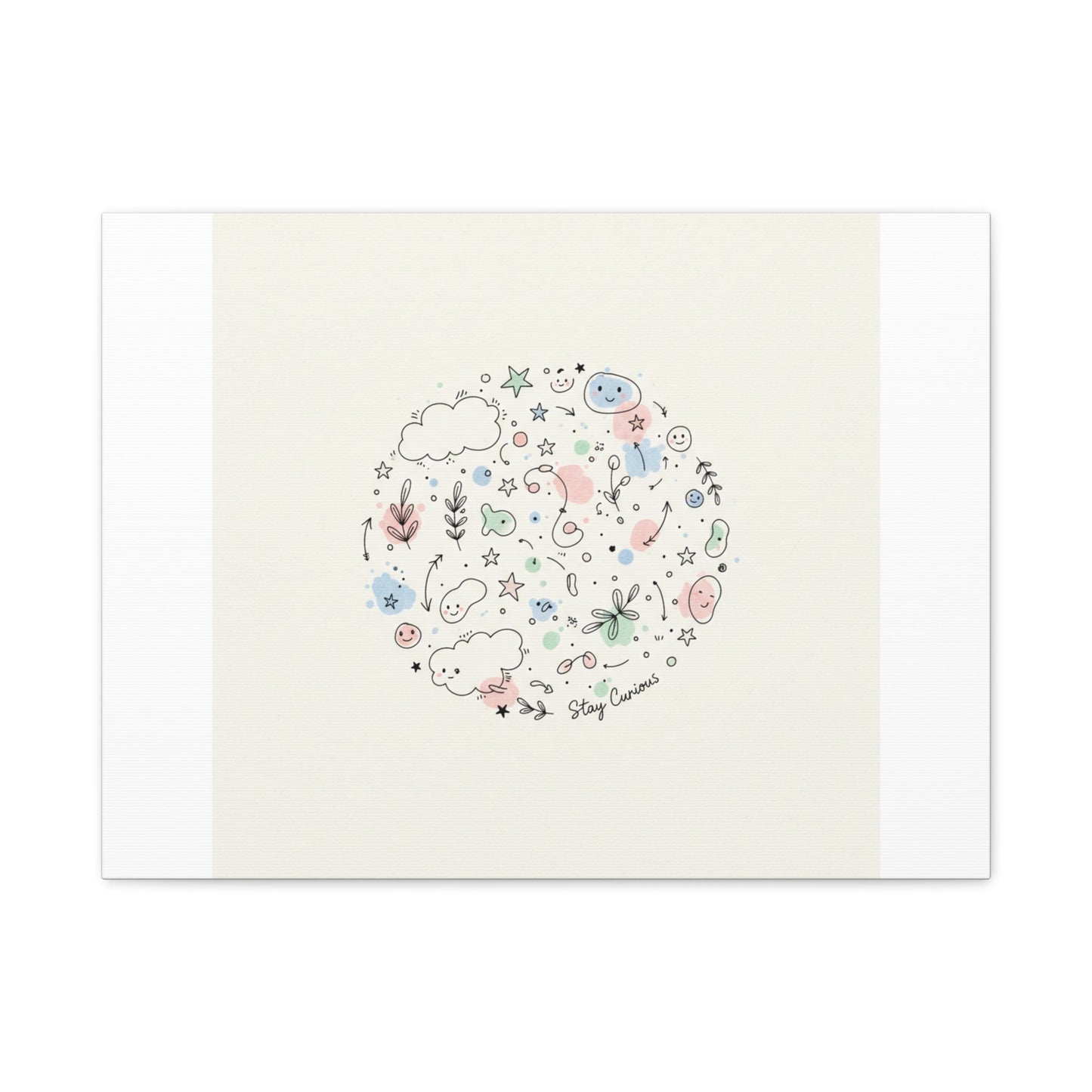 Doodle Circle Line Drawing Matte Canvas, Hand-Drawn Sketch Art
