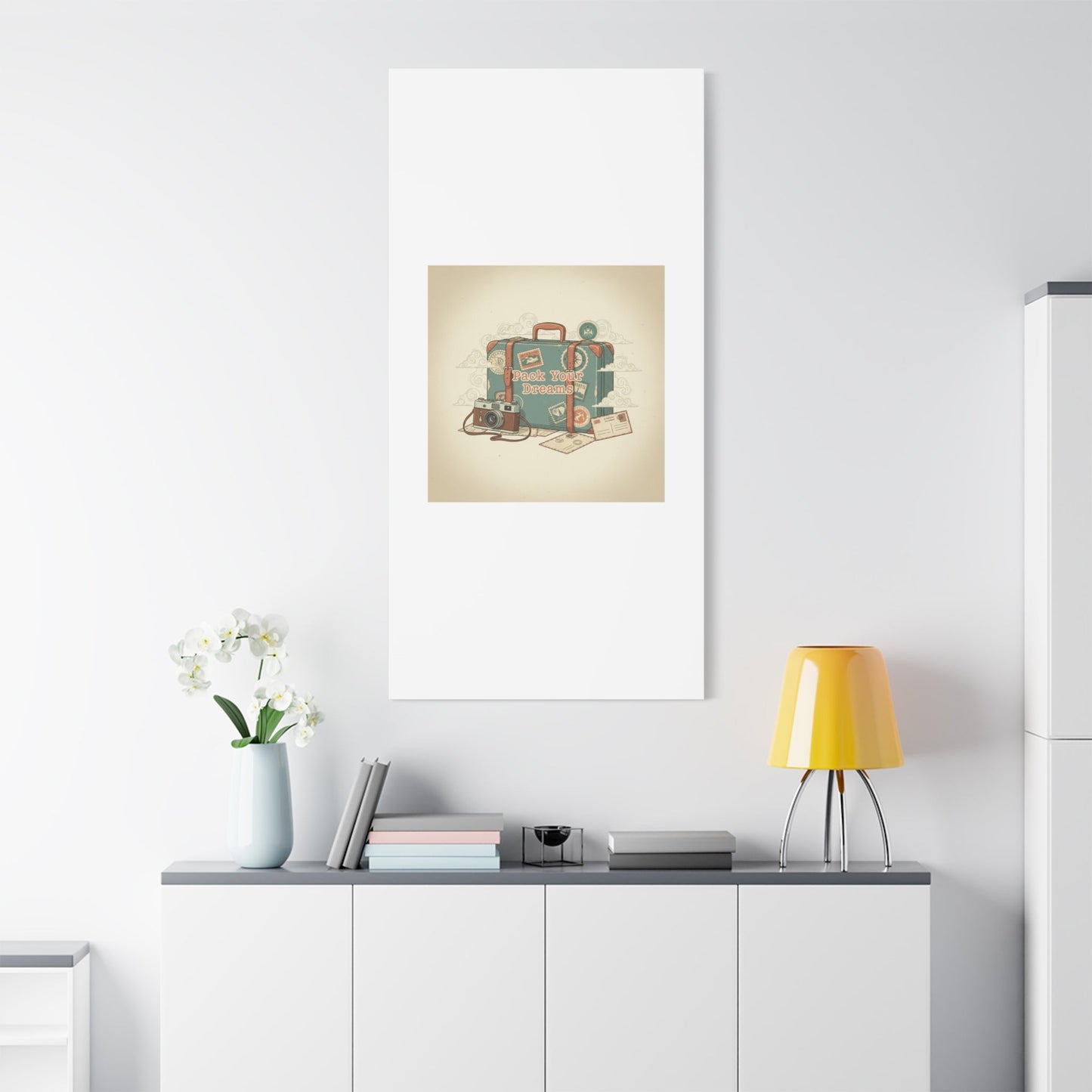 Pack Your Dreams Canvas | Retro Travel Postcard, Wanderlust Passport Stamp Art