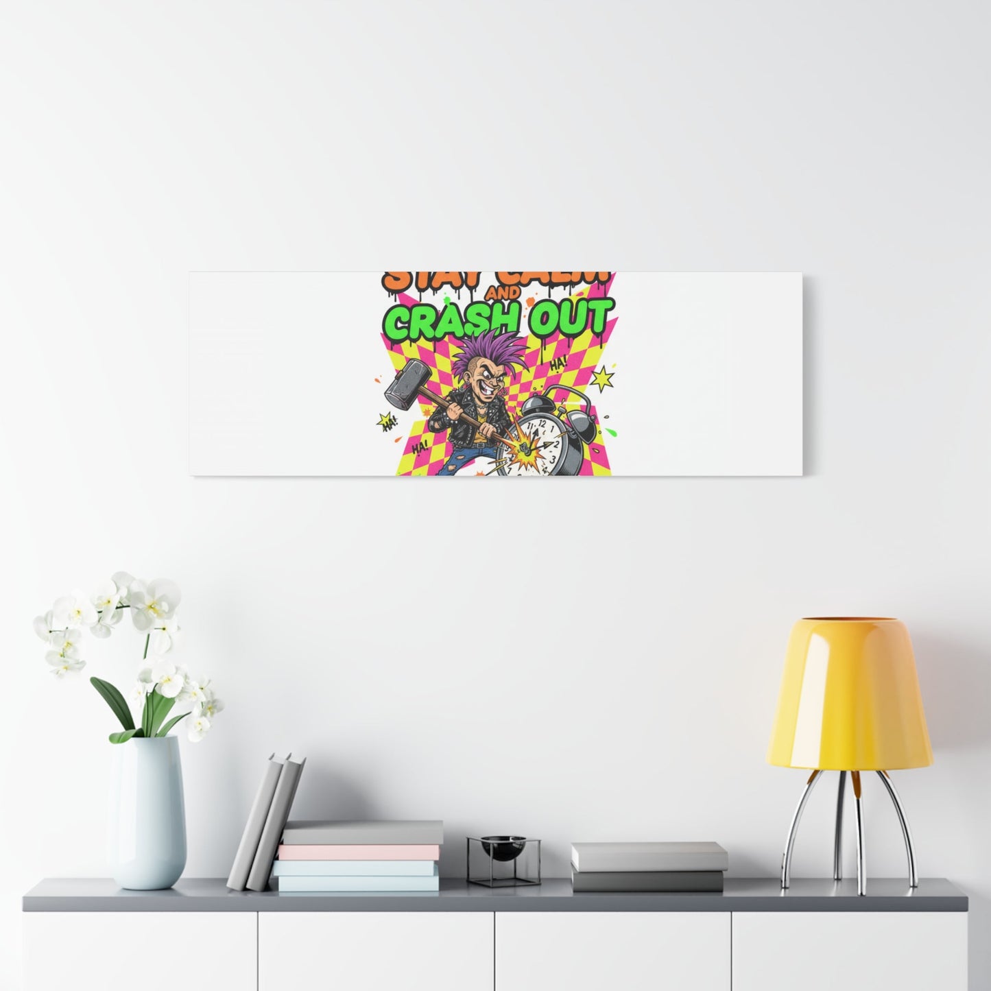 Stay Calm and Crash Out Canvas | neon skate graffiti, meltdown art