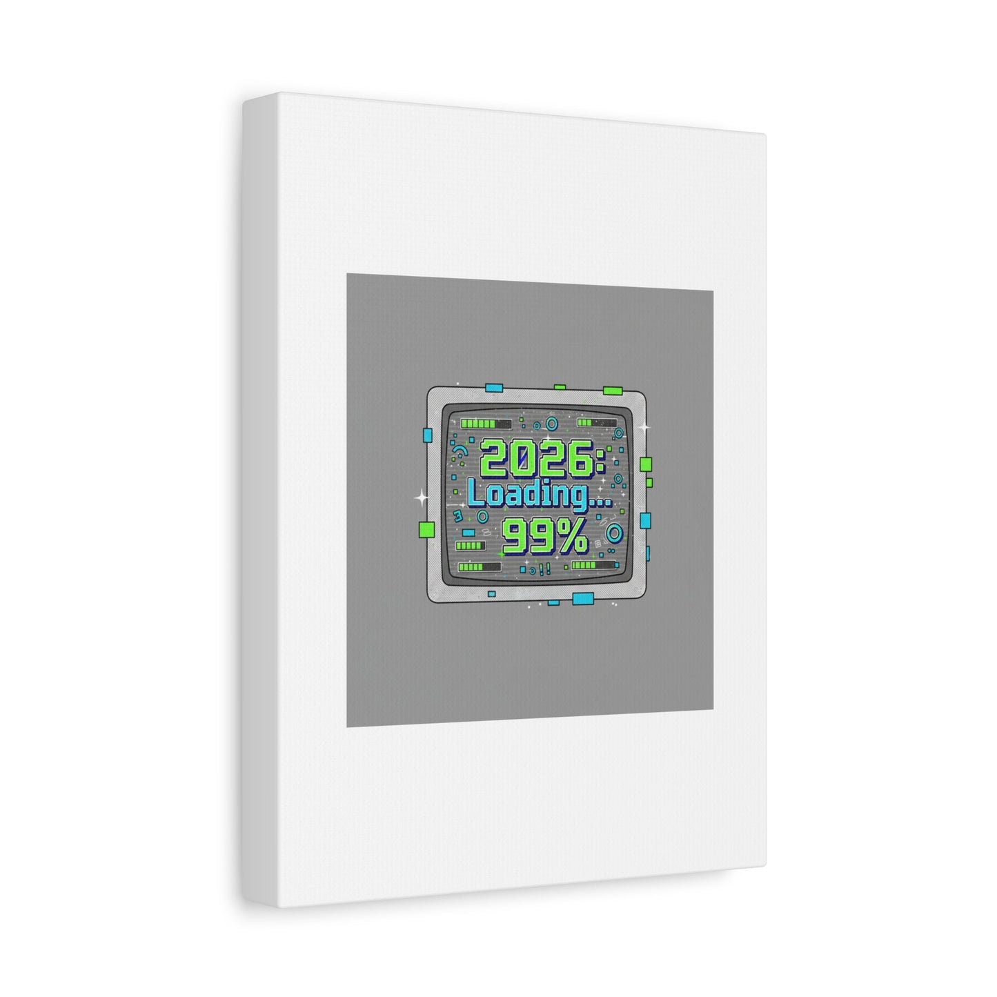 2026 Loading 99% Canvas | NYE countdown, retro system interface