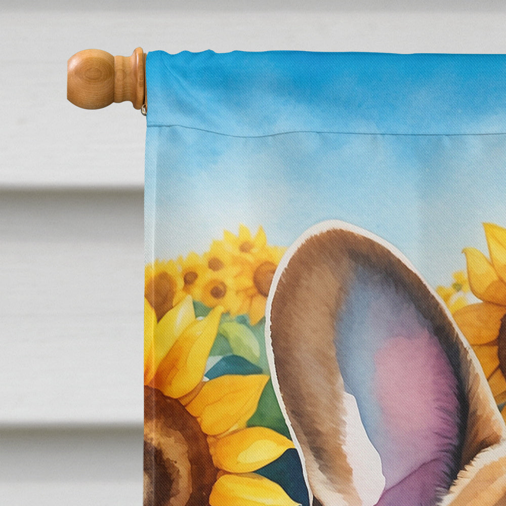French Bulldog in Sunflowers House Flag-2
