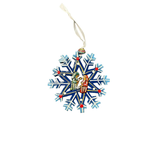Snowflake Nativity Ornament- Blue