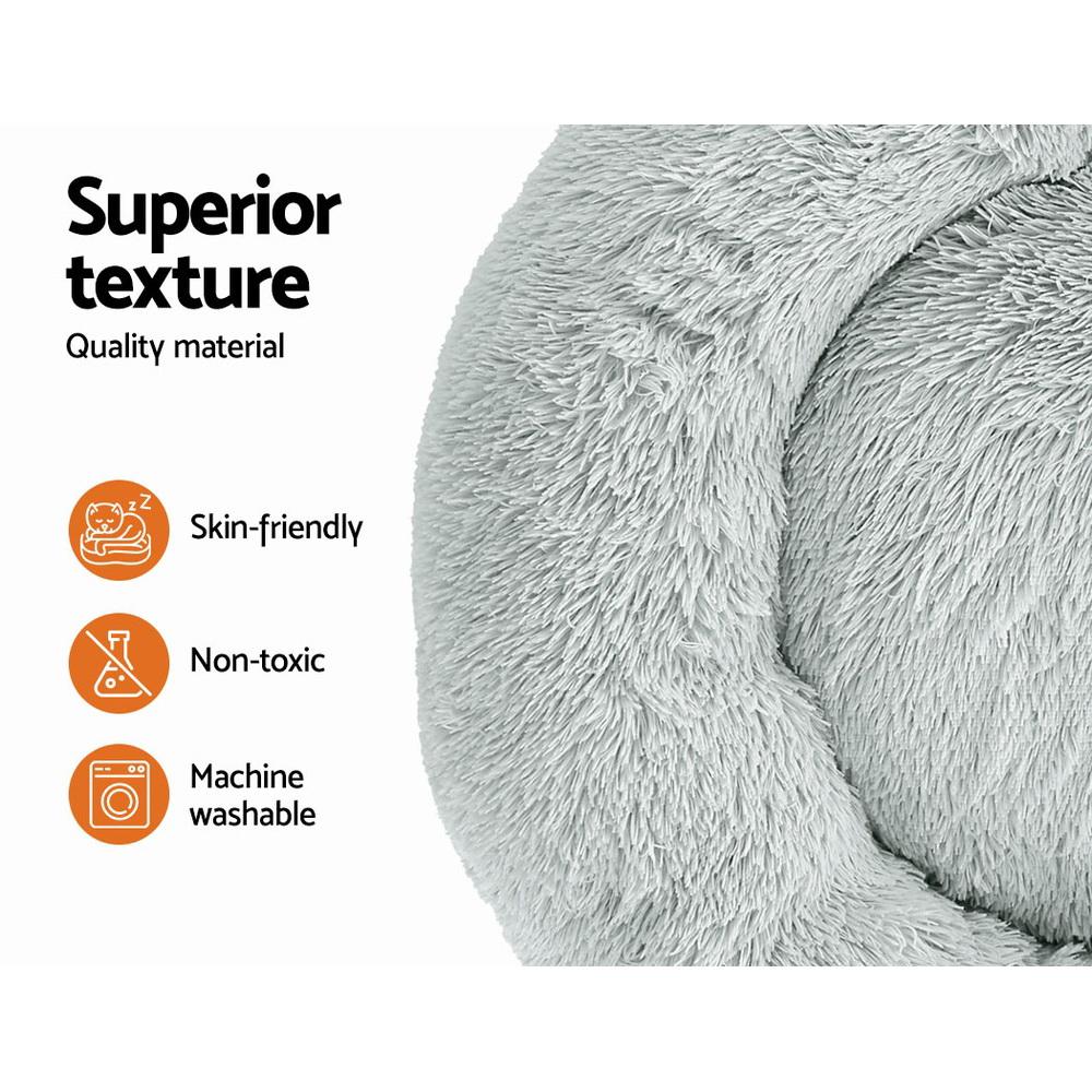 Pet Bed Dog Cat Calming Bed Large 90cm Light Grey Sleeping Comfy Cave