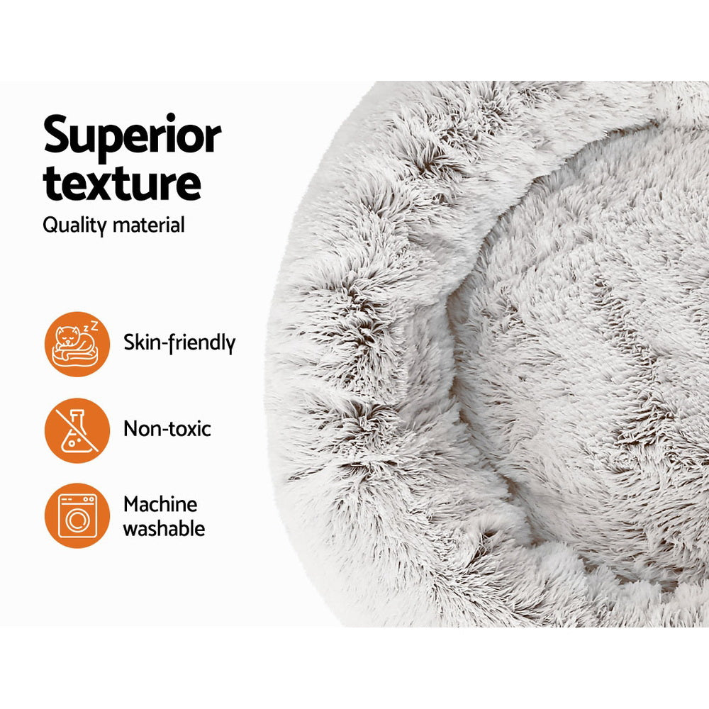 Pet Bed Dog Cat Calming Bed Large 90cm White Sleeping Comfy Cave