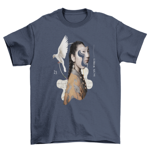 Freedom woman dove collage t-shirt