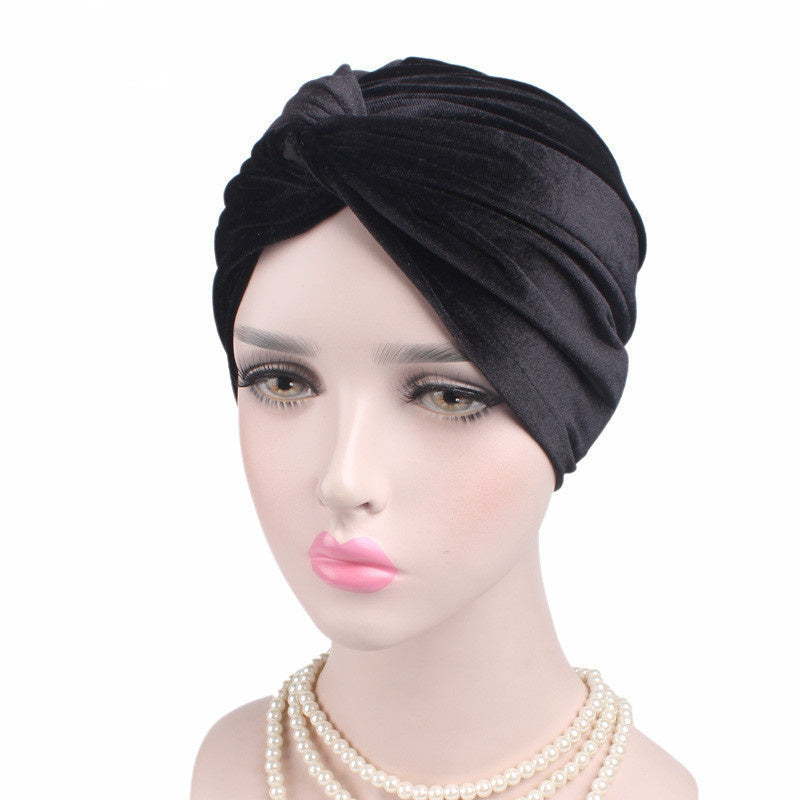 Autumn Winter Velvet Stretch Bandana Hat