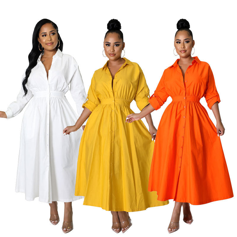 Casual Long Sleeve Plus Size Women's Shirt